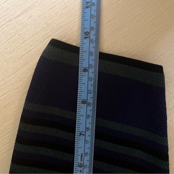 John + Jenn Knit Dress - Women's Medium Green Black Navy EUC - Striped Office - Picture 9 of 13